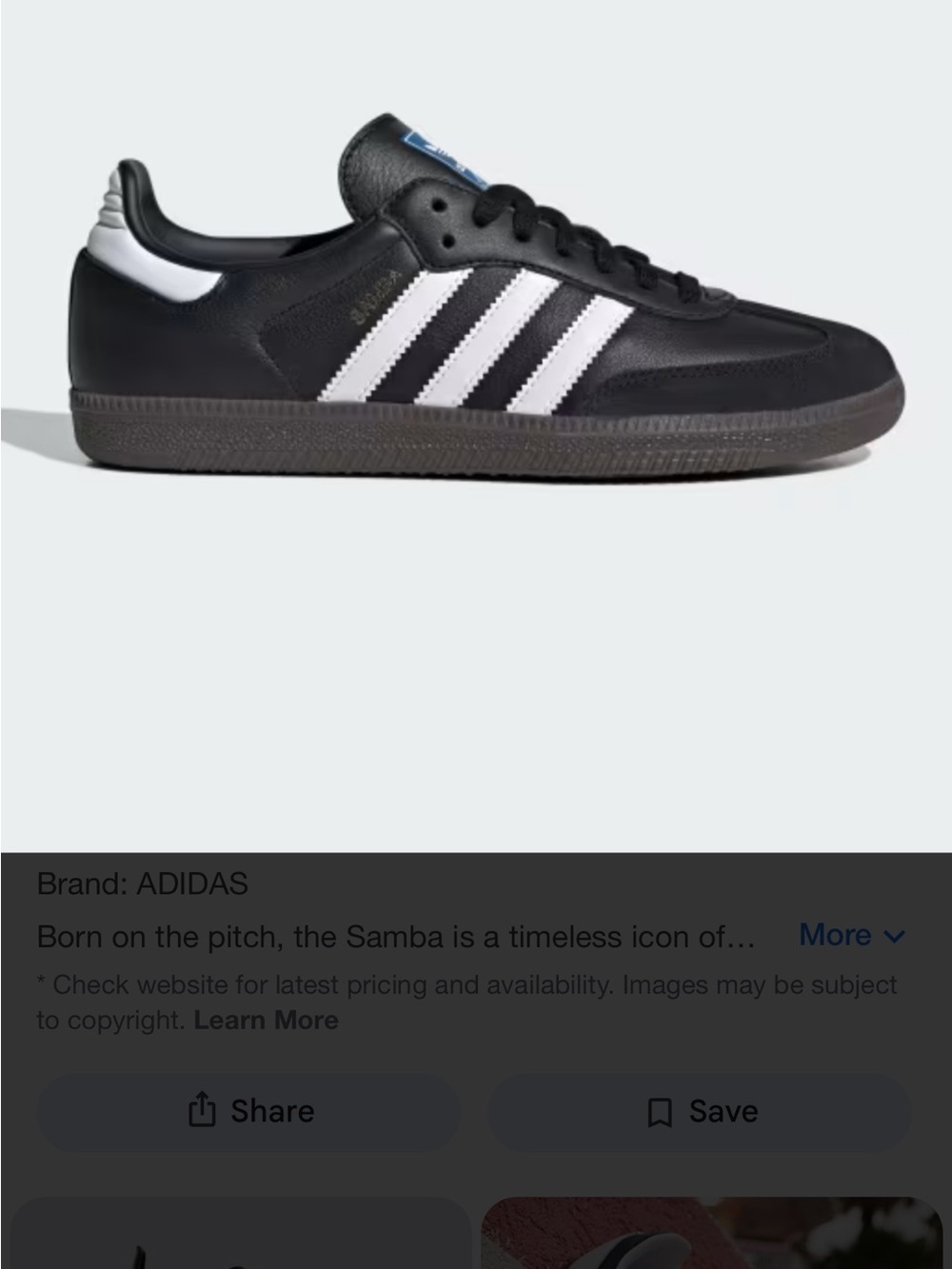 🔹 Adidas Samba Sneakers – Women’s Size 7 – Black & White – Gently Used - Picture 2 of 8